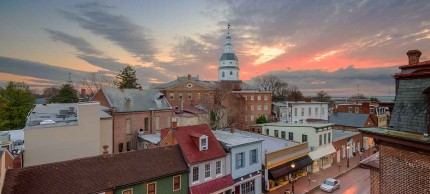 Annapolis, Maryland downtown at sunset